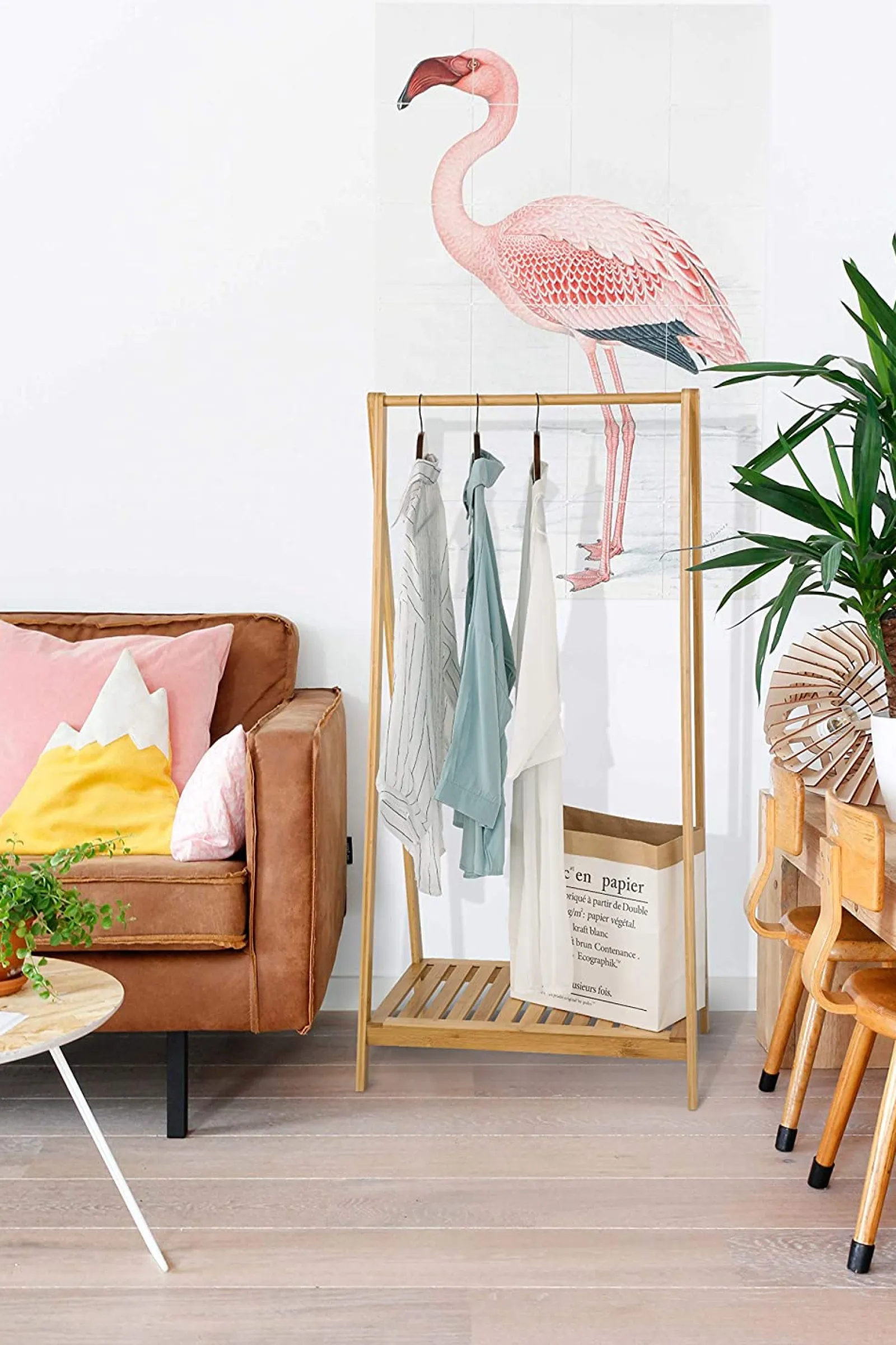 Little Helper Role Play Toys & Pretend Play | Montessori Toys & Products | Scandi Design 100% Eco Bamboo Wood | Freestanding Dressing Rail with Shelf | Natural | 1.2m High