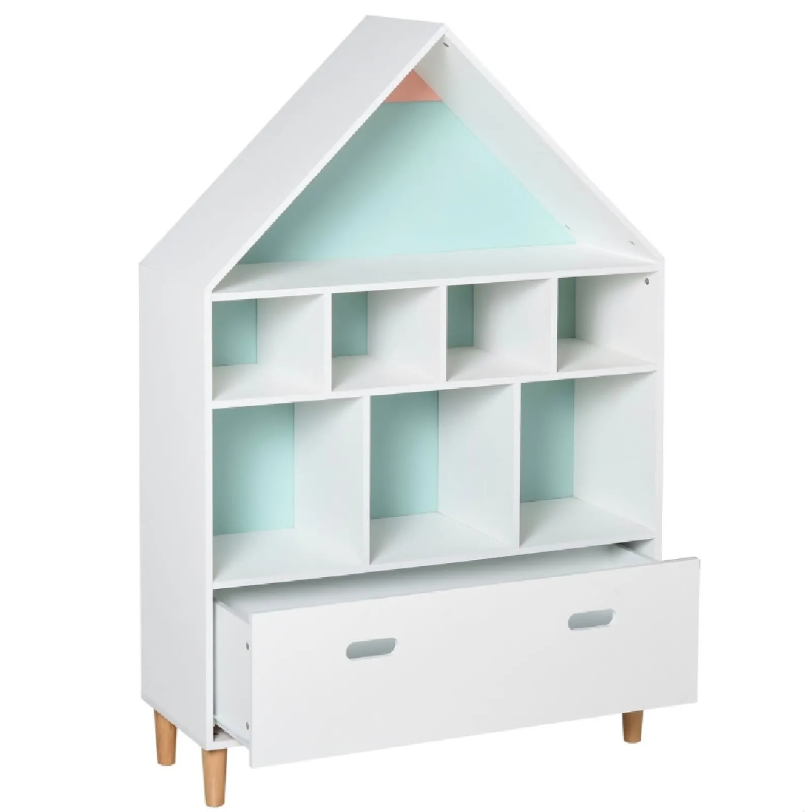 Little Helper Toy Storage Units | Toy Storage Units | Scandi Design Interchangeable Large Kids Bookshelf | Bookcase | Toy Storage | Blue & White | 3 Years +