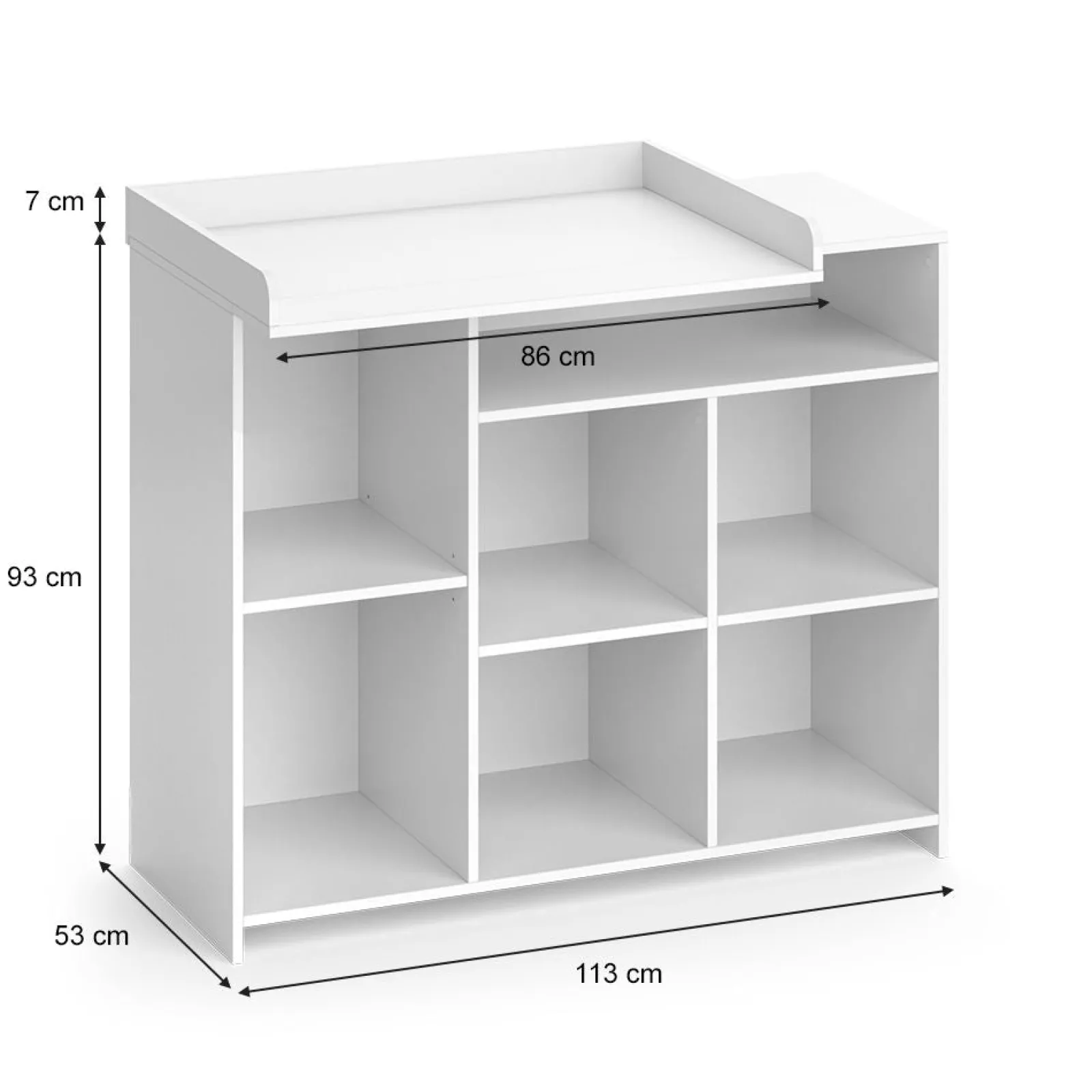 Little Helper Changing Units & Changing Tables & Dressers | Scratch Resistant Baby Changing Unit | 7 Storage Pockets | High Quality Modern Design | 113 x 100 x 53cm | White