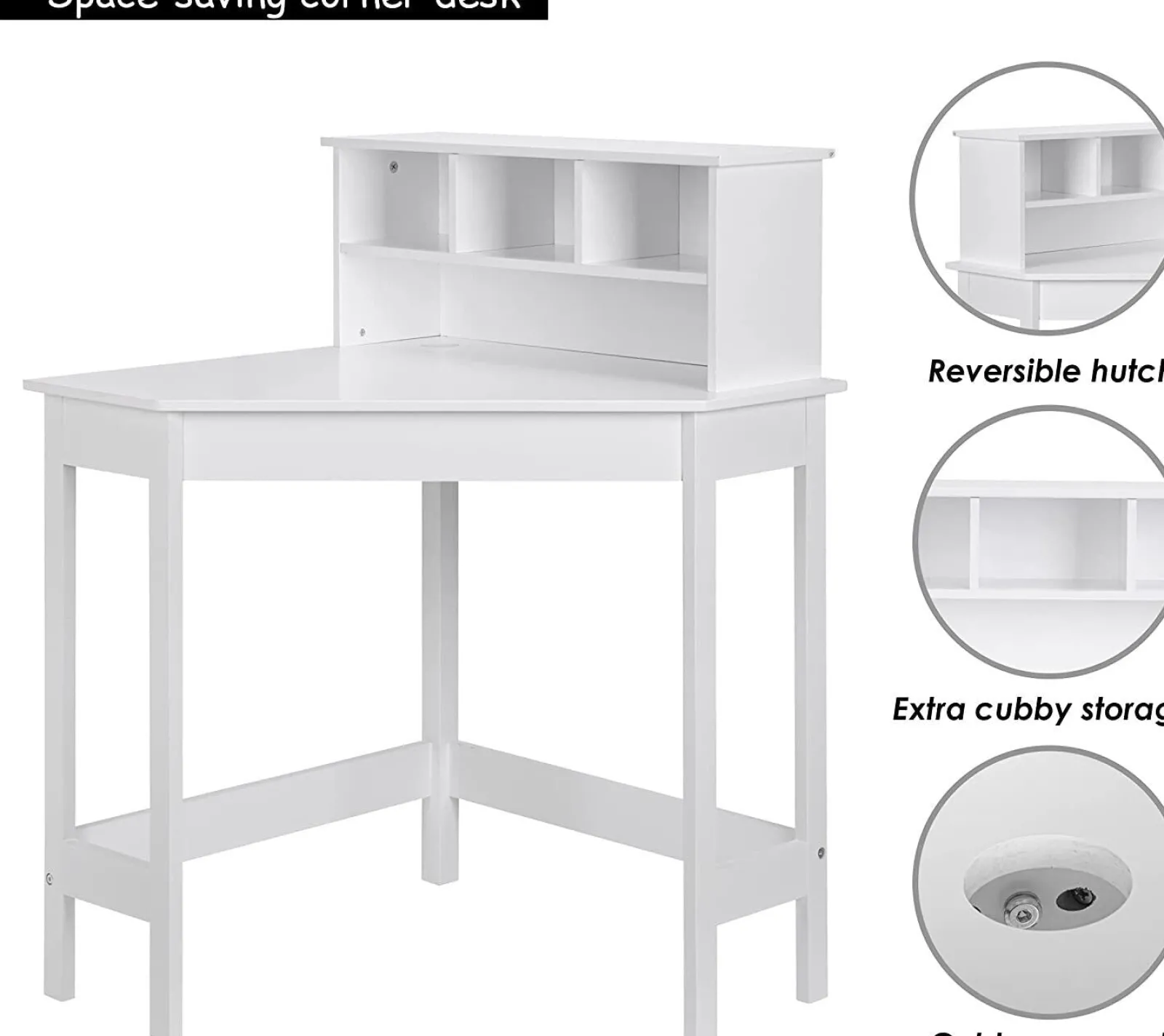 Little Helper Table & Chairs (wooden) | Scratch-resistant Space Saving Homework Desk | Corner Desk | Bureau | Storage & Chair | White