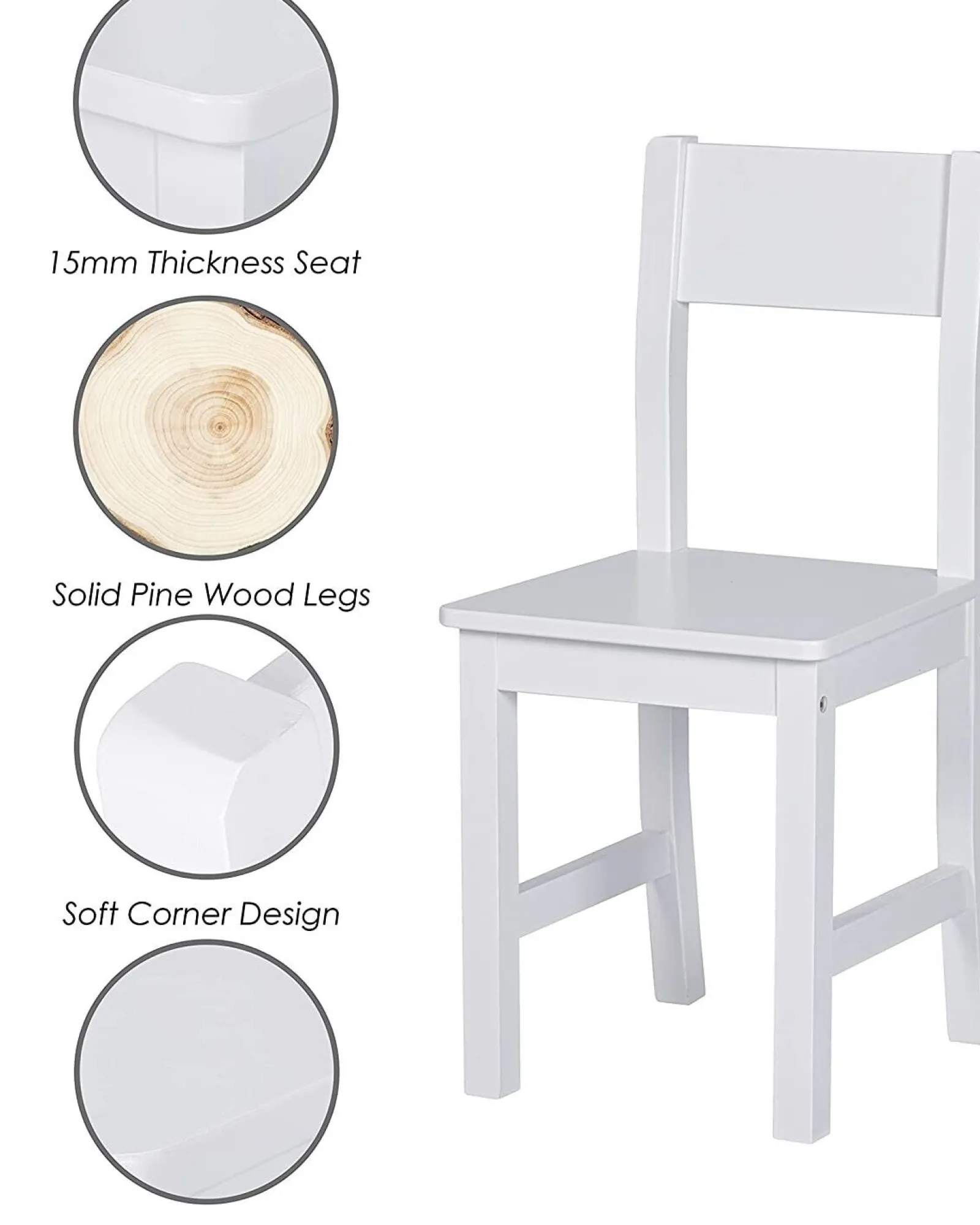 Little Helper Table & Chairs (wooden) | Scratch-resistant Space Saving Homework Desk | Corner Desk | Bureau | Storage & Chair | White