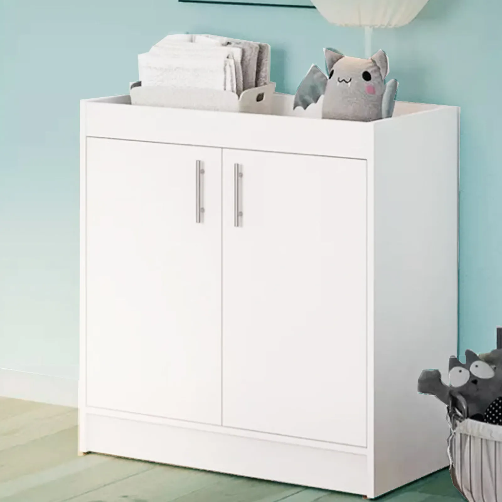 Little Helper Changing Units & Changing Tables & Dressers | Sleek & Slim Scratch-Resistant Baby Changing Unit cum Dresser | Cupboards with Large Shelves | White