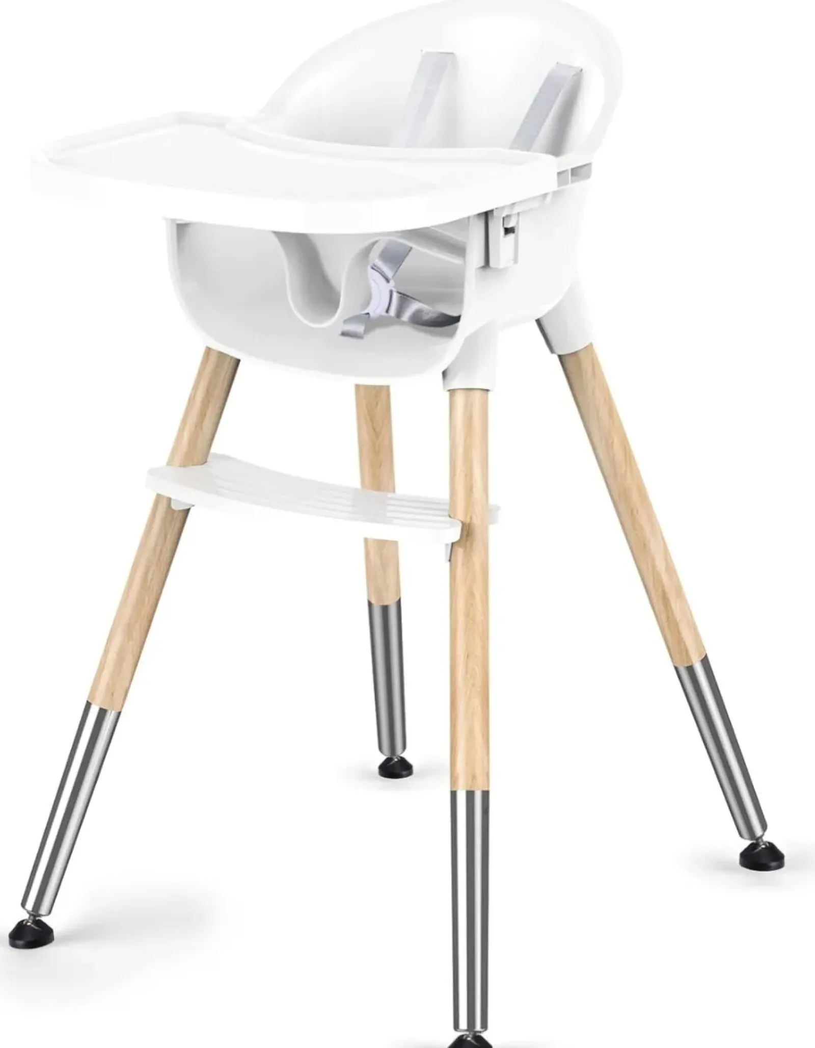 Little Helper High Chairs (wooden) | High Chairs (combination) | Sleek Easy-Clean & Ergonomic Baby High Chair | Removable Tray | 5 Pt Safety Harness | White