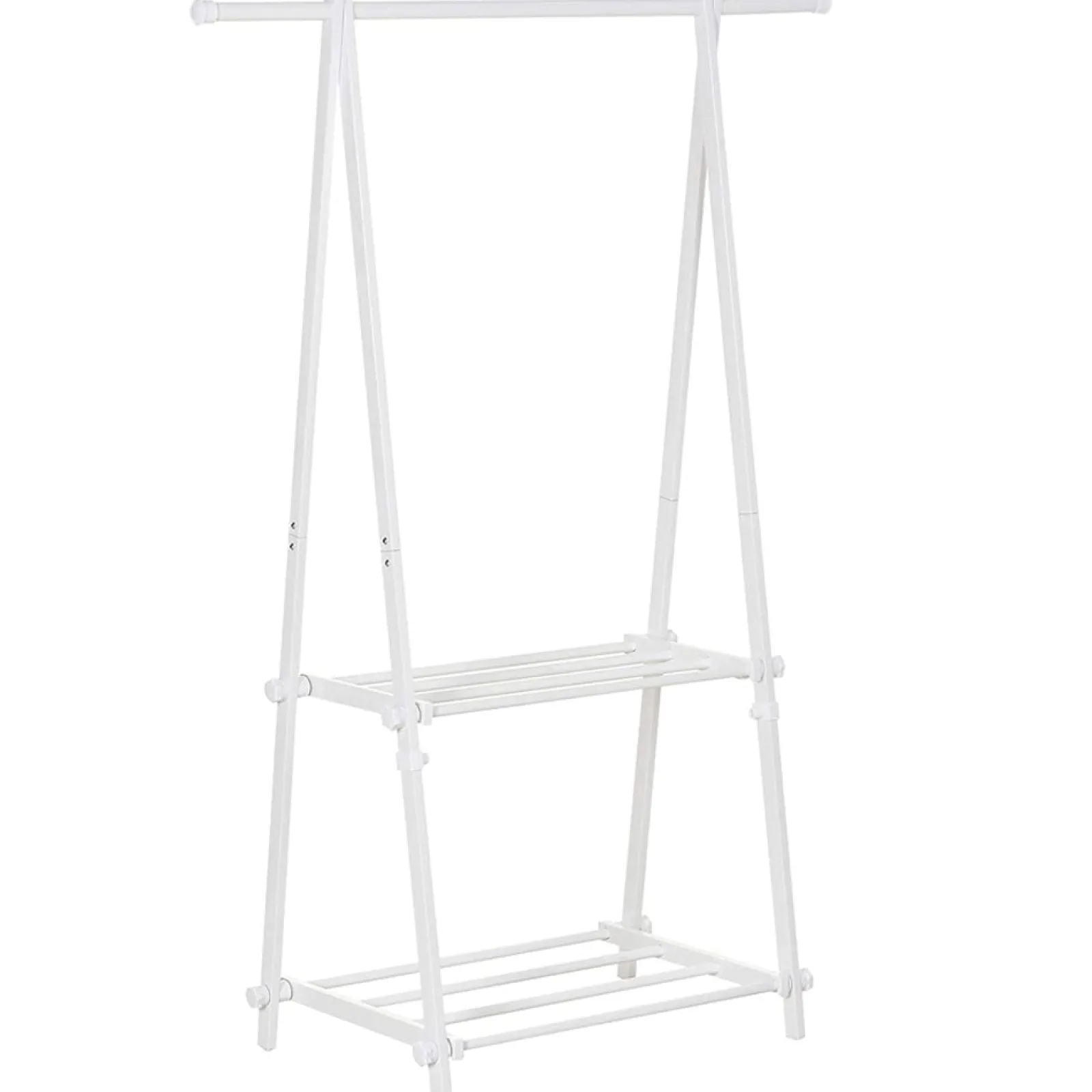Little Helper Clothes Rail & Dressing Up Rails | Kids Clothes Rail | Sleek Folding Dressing Rail with 2 Shelves | White | 1.5m High