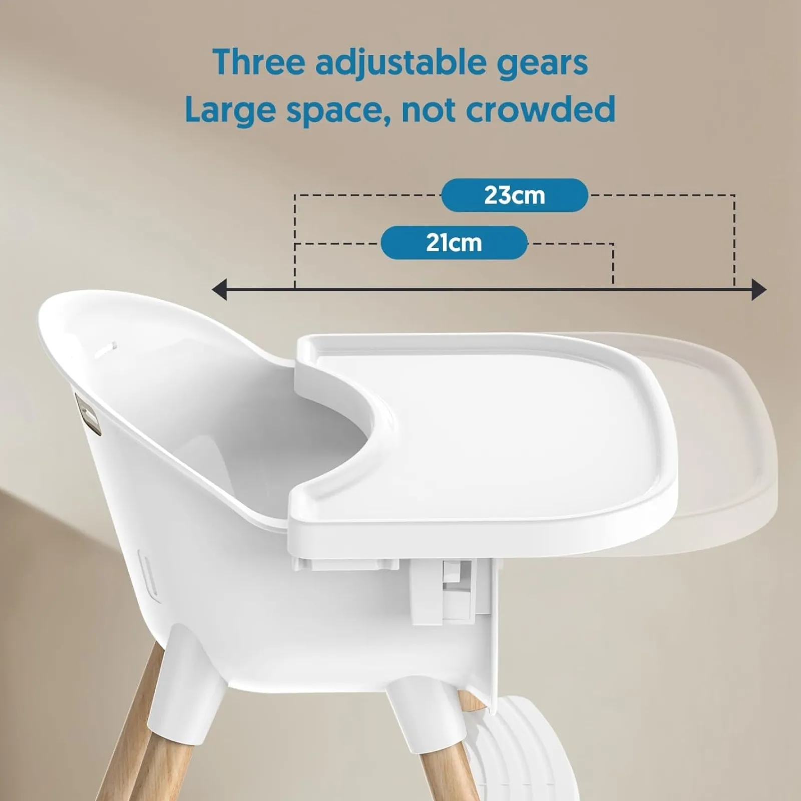 Little Helper High Chairs (wooden) | High Chairs (plastic) | Toddler Highchair with 5-Point Safety Belt | Removable Tray | White & Wooden | 6 months +