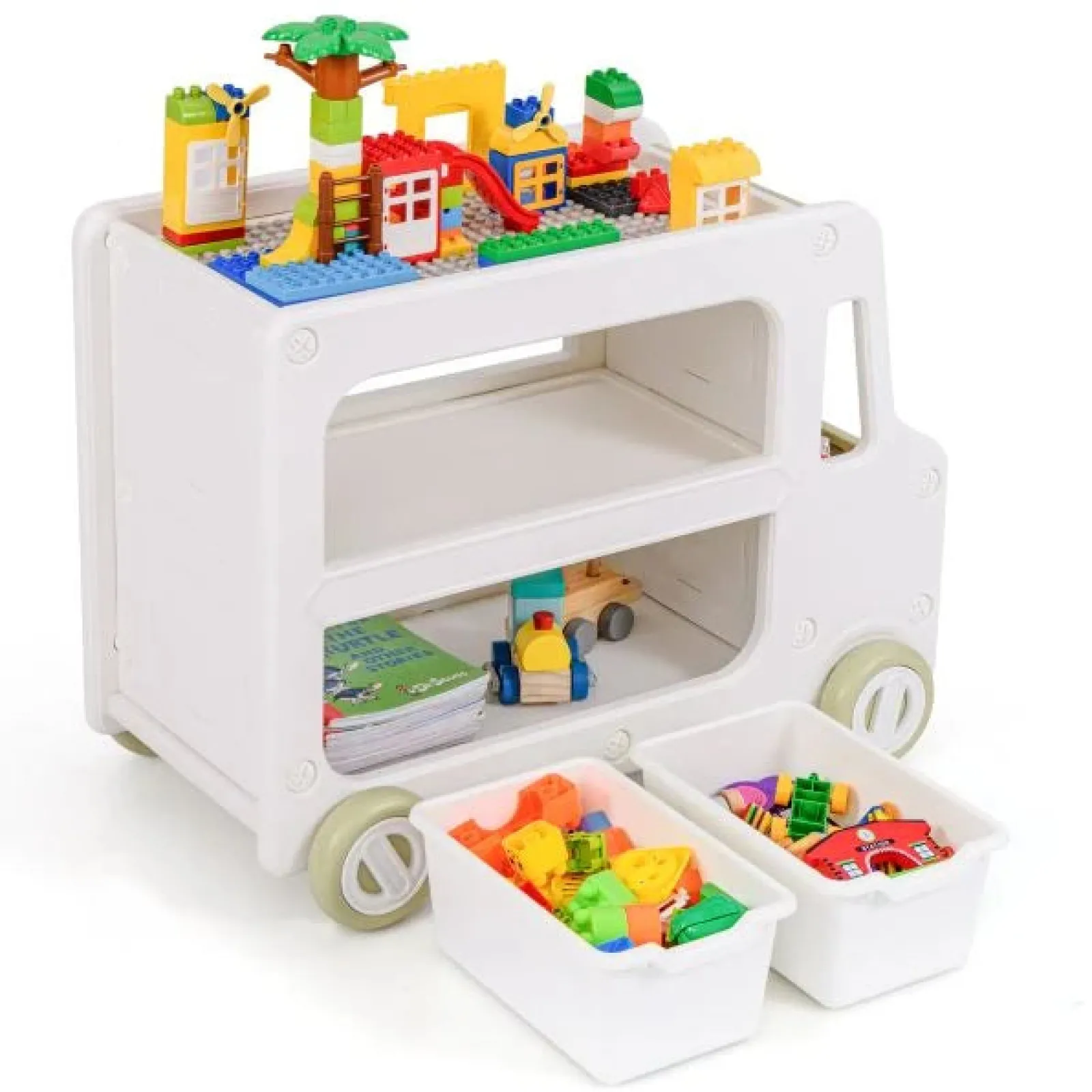 Little Helper Toy Storage Units | Toy Storage Units | Toddler Sized Large Montessori Bus-shaped Toy Storage | Toy Box | 3 Years+