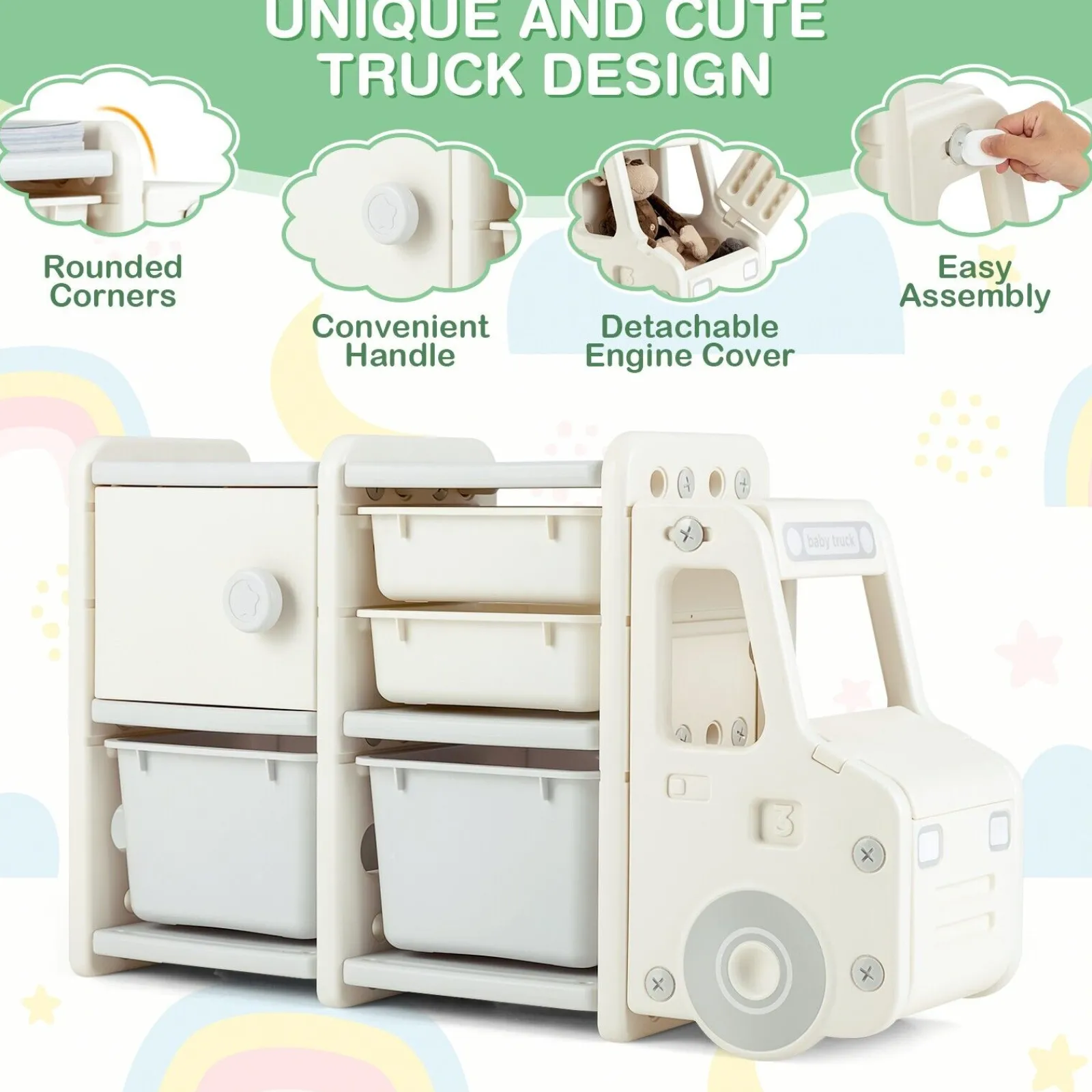 Little Helper Montessori Toys & Products | Toy Storage Units | Toddler Sized Large Montessori Truck-shaped Toy Storage | Toy Box | 3 Years+