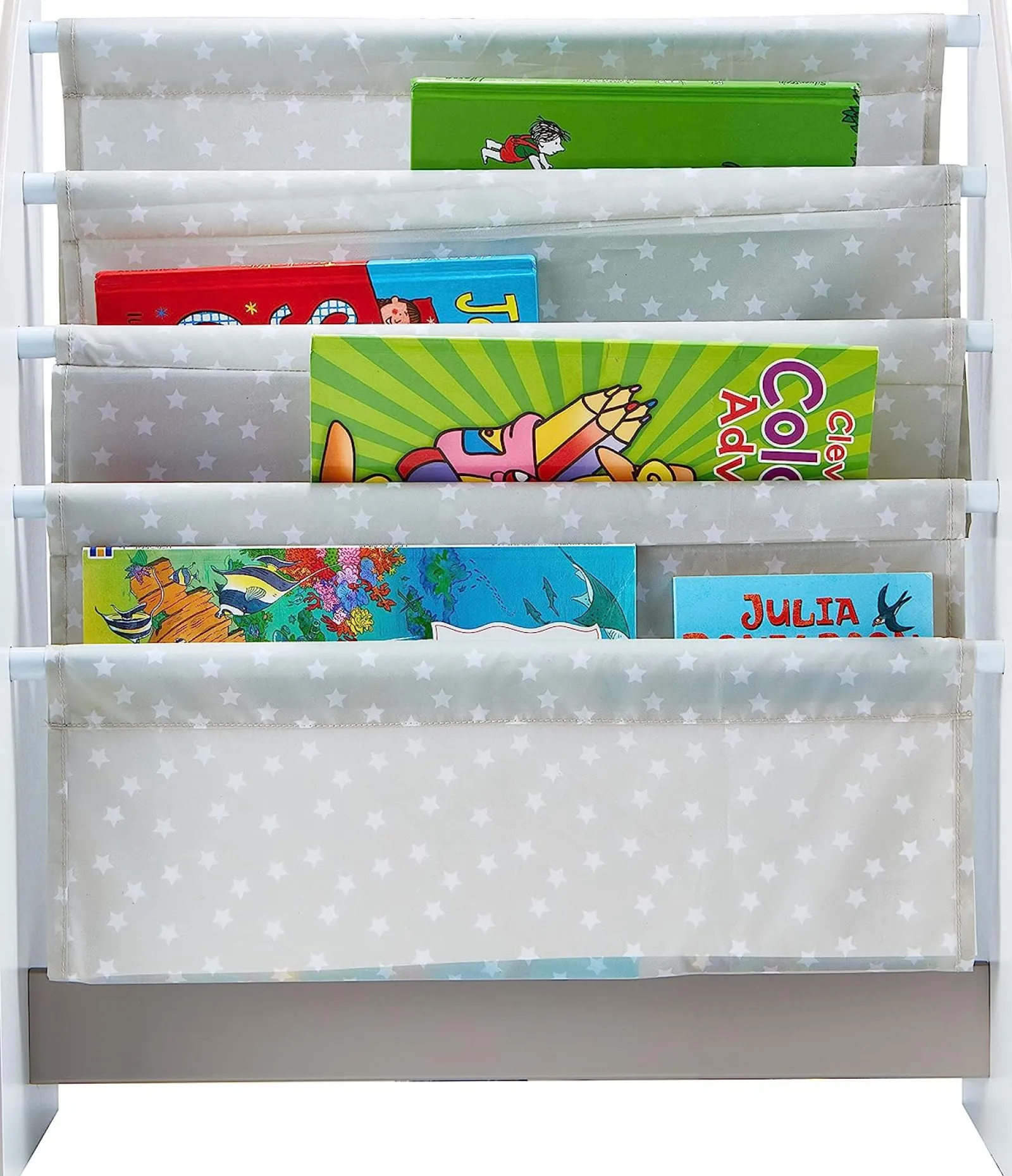 Little Helper Bookcases & Kids Bookshelves | Kids Bookcases & Kids Bookshelves | White Starry Night 4 Tier Sling BookCase | Childrens Bookcase | Kids Bookshelf